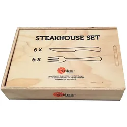 Solex Lena Besteckset Steakbesteck 12 teilig für 6 Personen inklusive Holzbox