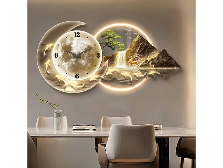 Horloges murales d'art moderne, mécanisme de luxe à LED, grande taille, horloge intérieure, décoration murale, mode