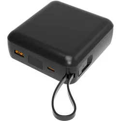Akashi PowerBank 10000mAh 22.5W USB-C / USB-A mit integriertem USB-C / Lightning Kabel (10000 mAh, 22.50 W), Powerbank, Schwarz