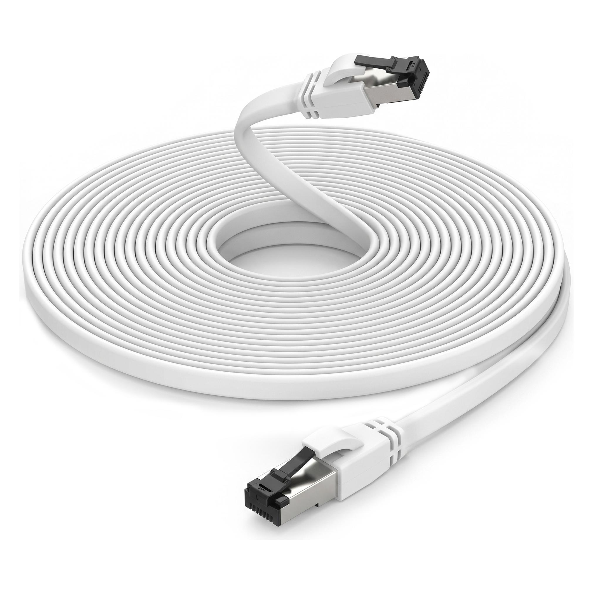 Extralink Lan Patchcord Cat.8 U/Ftp 5m 40g Flat Shielded Foiled Twisted Pair Bare Copper White (U/FTP, CAT8.1) (EX.97867)