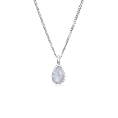 Kette mit Anhänger ELLI PREMIUM "Halskette Tropfen Mondstein Elegant 925 Silber" Gr. 45, silber, Halsketten, Damen, ohne Stein, Silber 925 (Sterlingsilber)
