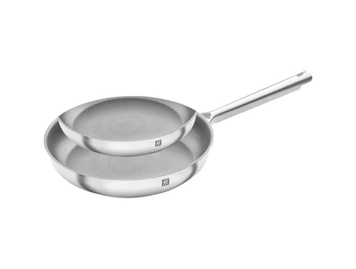 ZWILLING TrueFlow Bratpfannen-Set, 2-teilig (24 cm + 28cm), Antihaftbeschichtung, Induktionsgeeignet, Edelstahl, Silber/Schwarz