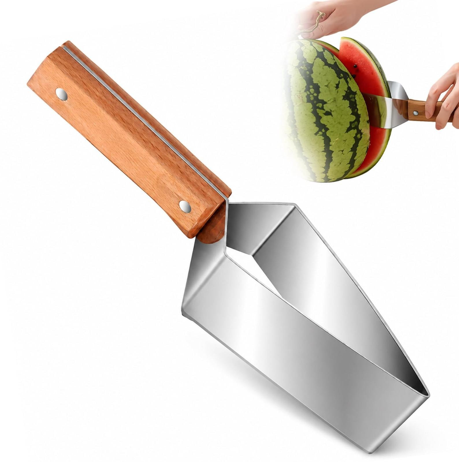 Dripio Driehoekig meloenmes met houten handvat voor watermeloenen