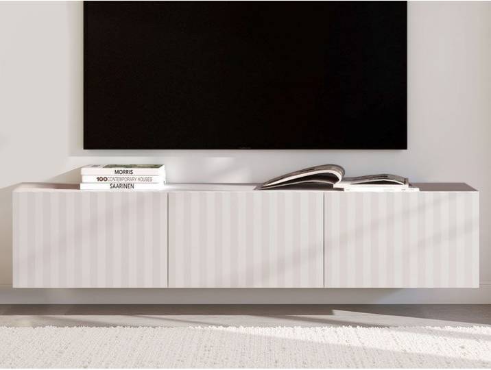 Lowboard HOME AFFAIRE Antibes TV-Lowboard, Breite 192/154/128 cm, TV-Schrank , weiß (opaque weiß), B:192cm H:31,5cm T:42cm, Sideboards, Lowboard, TV-Kommode, 3D-Fronten, Push-To-Open-Funktion, Wandmonatage