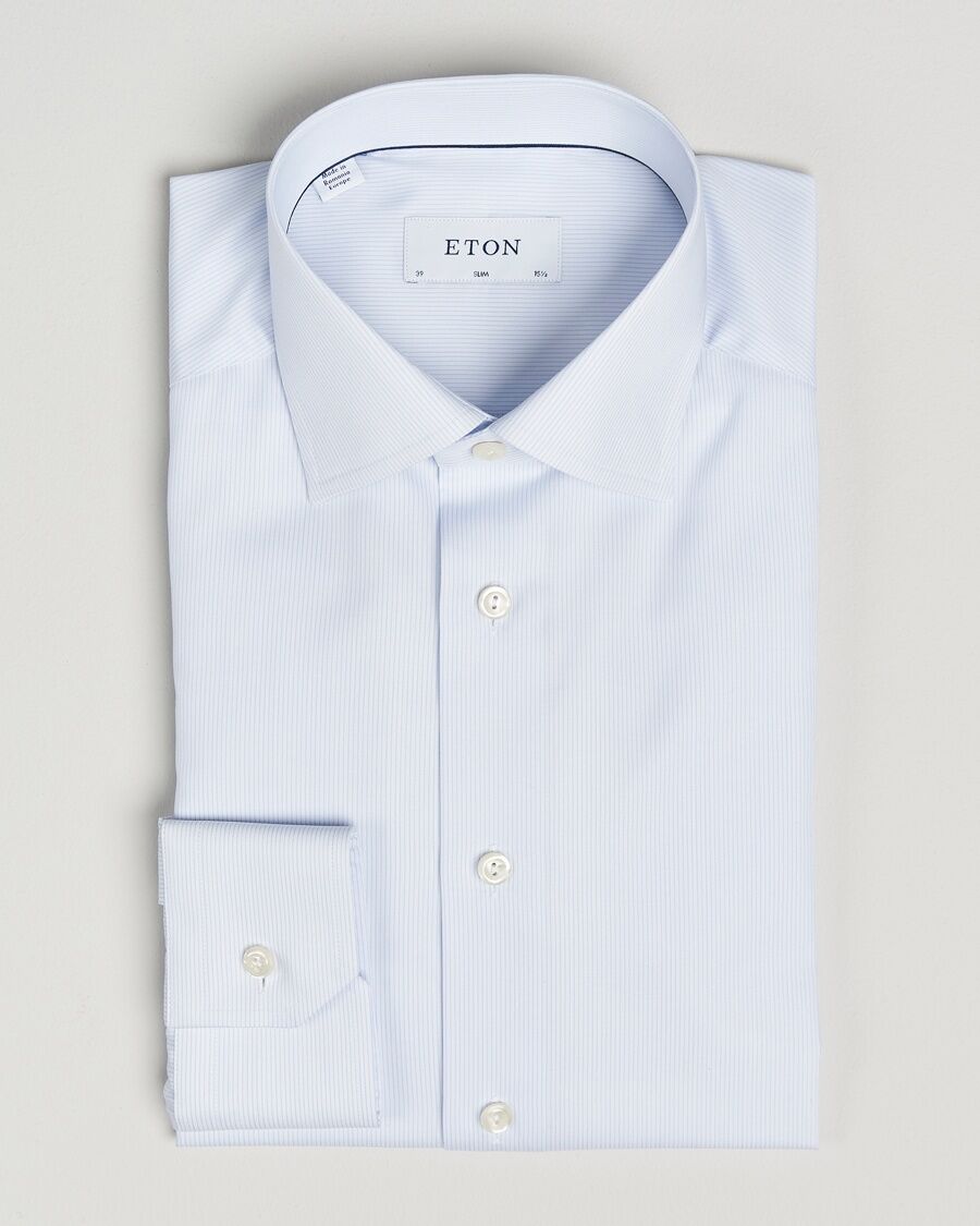 Eton Slim Fit Twill Hairline Stripe Shirt Blue/White men L Blå