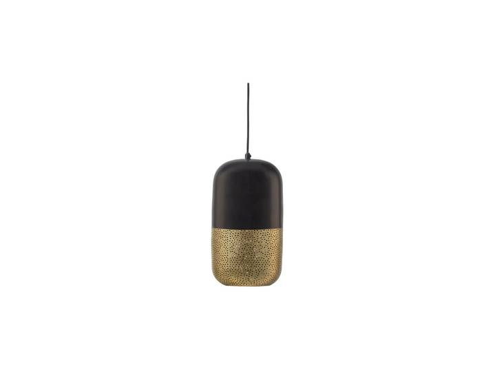 Lampe suspendue en métal noir et doré, E27, 1 ampoule, ajourée -