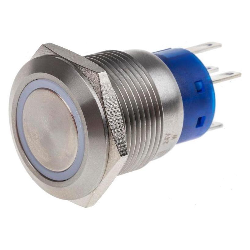 RS PRO 19mm,stainless,SPST,mom,Whte,24V (1113780)