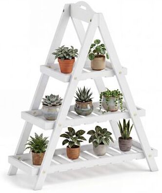 Costway 3-Tier Plant Stand Flower Pot Display Shelf-White