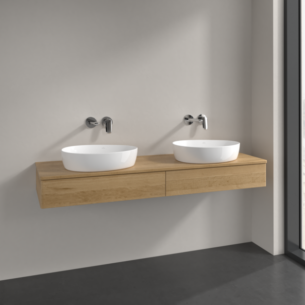 Villeroy und Boch Antao Waschtisch-Unterschrank L17011HN 160x19x50cm, Waschbeckenplattenfarbe honey oak, honey oak, Mit Beleuchtung