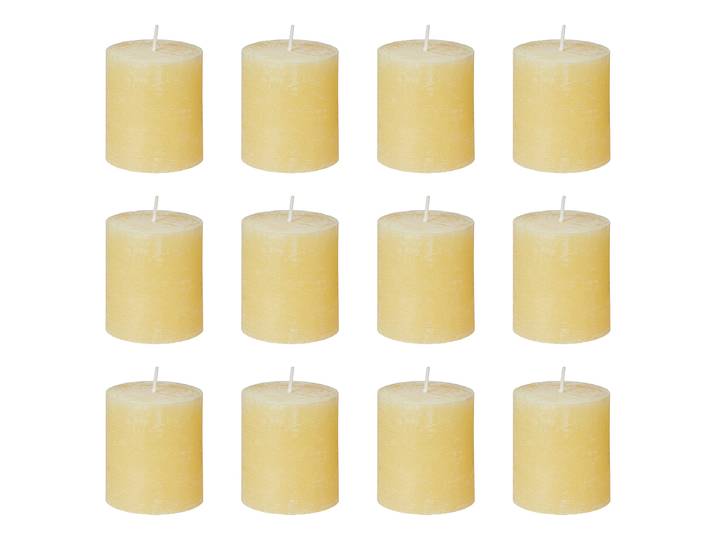 Stumpenkerze RUSTIC 12er-Set 8cm Gelb
