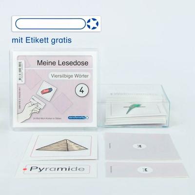 Meine Lesedose 4 - viersilbige Wörter - Jetzt neu mit Etikett zum Beschriften, Zubehör von Sternchenverlag GmbH,Katrin Langhans, Sternchenverlag,