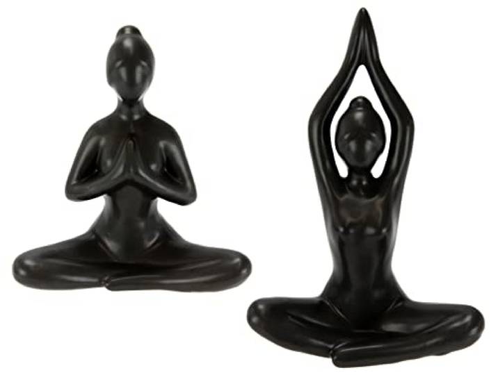 Yoga Figur Frau Meditieren Dekofigur Deko Pilates Yoga Dame Yogafigur Yogaskulptur Lady Meditation Statue Ornament Menschenfigur Dekoelement Motiv zum Dekorieren Geschenkidee Keramikfigur Geschenk