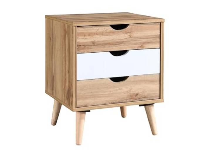 Vente-unique - Nachttisch Lurvia - Holz Naturfarben Hell, Weiß 45 cmx40.5