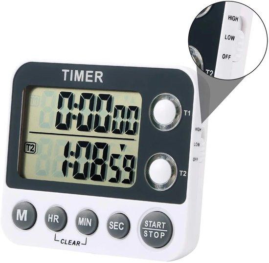 Digitale 2-in-1 keukenklok met timer en stopwatch, wit
