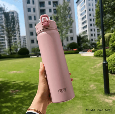 Inspire Picks TYESO Stainless Steel Thermos Bottle With Straw 600ml 750ml Thermal Mug pink 750ml