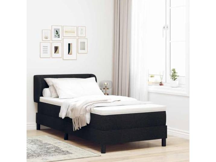 Verstellbares Boxspringbett mit Matratze Modernes Design Stoff Schwarz 90 x Boxspringbett mit Matratze Schwarz 90 x 200 cm Stoff Bett mit verstellbarem Kopfteil Taschenfederkern Matratze Einzelbett mit