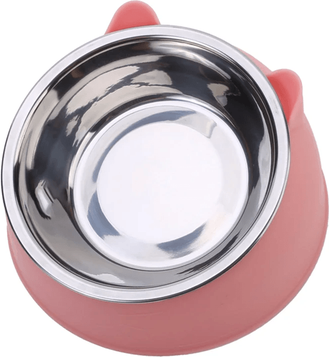 Inspire Essentials PurrEase Elevated Cat And Dog Feeding Bowl With Stainless Steel Liner red