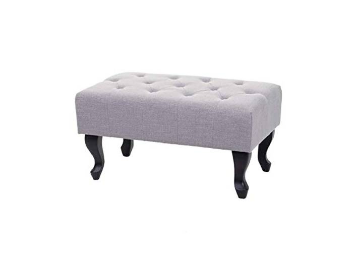 Mendler Ottomane Chesterfield Stoff/Textil 39x77x47cm - grau Sitzhocker, Fußablage Hocker, wasserabweisend