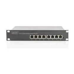 Digitus 10 inch 8 P Gigabit PoE Switch (8 Ports), Netzwerk Switch, Grau