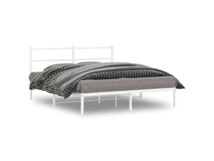 RJPLMFV Bettgestell, Metall, Weiß, 160 x 200 cm, mit Kopfteil Pulverbeschichteter Stahl, inklusive Lattenrost, Unterbettaufbewahrung, ohne Matratze
