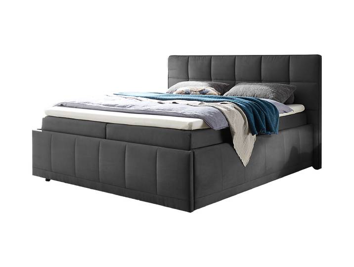 Boxbett 180 cm - mit Bettkasten - anthrazit - FULHAM