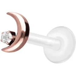 PTFE Labret mit Innengewinde + Titan-Aufsatz MOND + KRISTALL