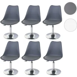 6er-Set Esszimmerstuhl Malmö T501, Stuhl Küchenstuhl, höhenverstellbar drehbar, Kunstleder ~ dunkelgrau, Chromfuß