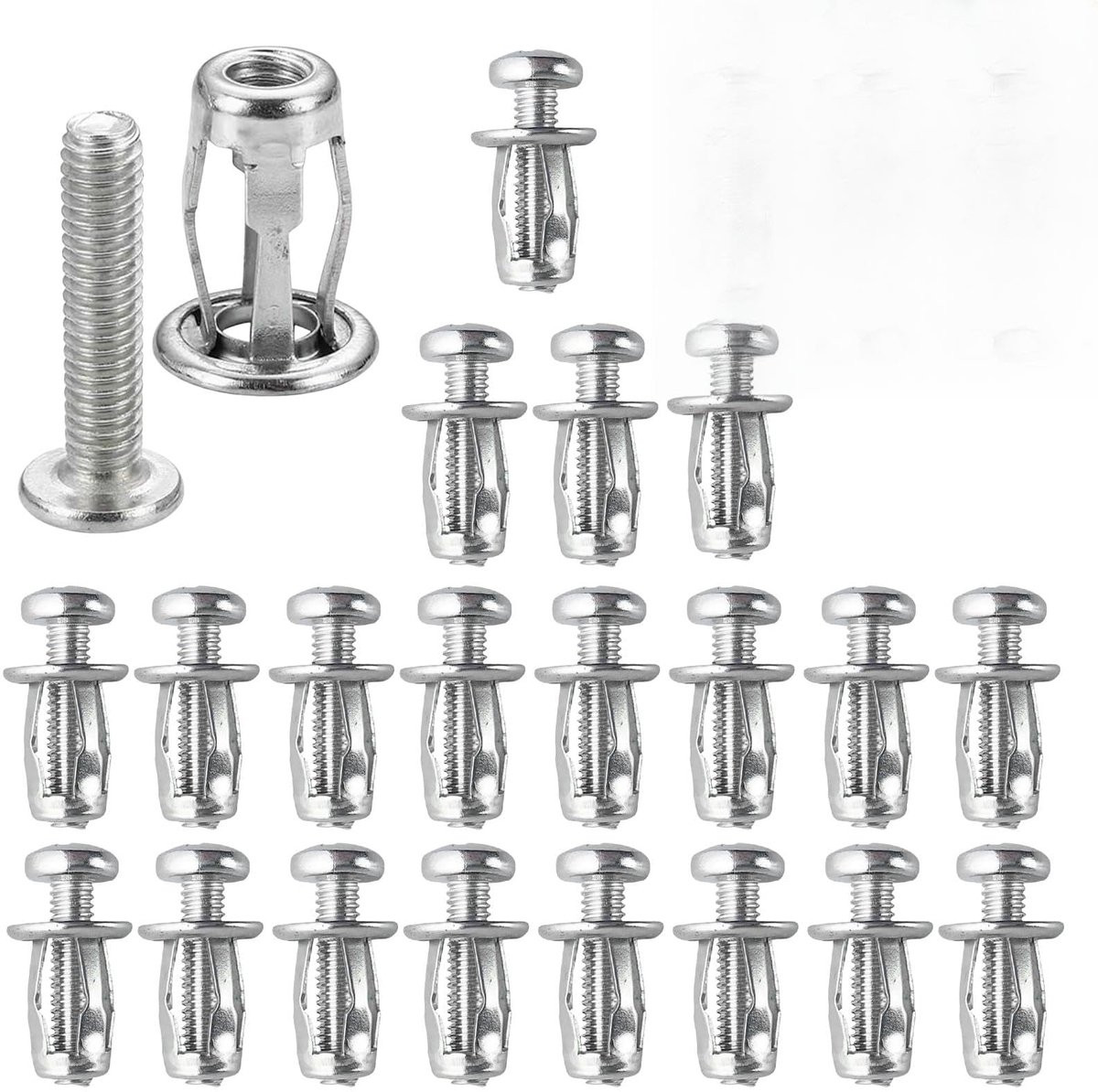 Gipspluggen Set voor Holle Muren - Zilverkleurige M4 x 20 mm Carbon Stalen Schroeven voor het Ophangen van Meubels