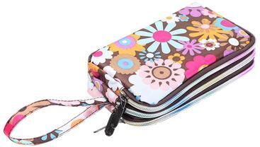 Discount Dollar Deals Women Handbag Print Canvas Wristlet Bag, Three Layer Long Wallet, Large Capacity Coin Purse, Waterproof 03