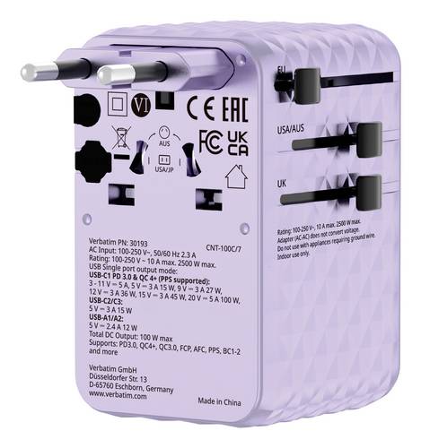 Verbatim 30193 Reiseadapter Charge 'n' Travel