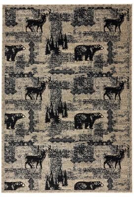 MDA Rugs Wild Life Collection Beige/Black Area Rug