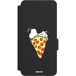 Nivocase Klapphülle für Xiaomi Redmi Note 14 5G Handyhülle aus Kunst Leder NIVOflip schwarz Pizza Peanuts (Xiaomi Redmi Note 14 5G), Smartphone Hülle, Schwarz