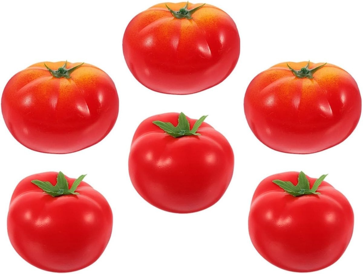 Set van 6 realistische kunstmatige tomaten voor decoratief gebruik - Rood