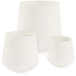 Outdoor-Vase Kenar 3er-Set aus Metall, modern handgefertigt, Weiß, für innen und außen