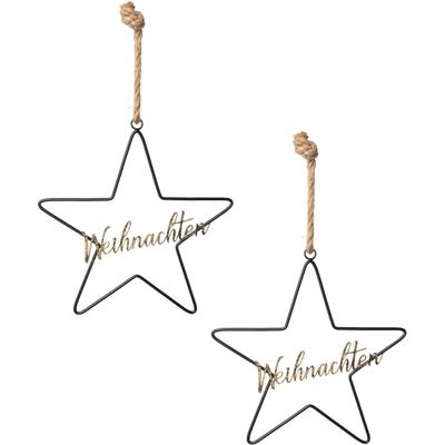 Dekohänger CREATIV DECO "Weihnachtsdeko", gold (goldfarben), B:30cm H:33cm T:0,5cm, Metall, Dekohänger, mit Glitzerschriftzug