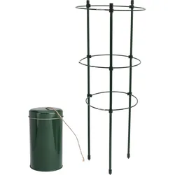 Set aus stabiler Pflanzenstütze & Juteseil, 60 x Ø 21 cm, für kletternde Pflanzen & Blumen, Robuste Rankhilfe für Garten, Balkon & Zimmerpflanzen