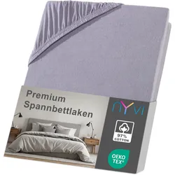 NYVI Spannbettlaken DreamScience Premium - Komfort Spannbetttuch, 190g/m2, Einlaufschutz, Bügelfrei, mit Gummizug Farbe:grau;Größe:180x200 - 200x200 cm
