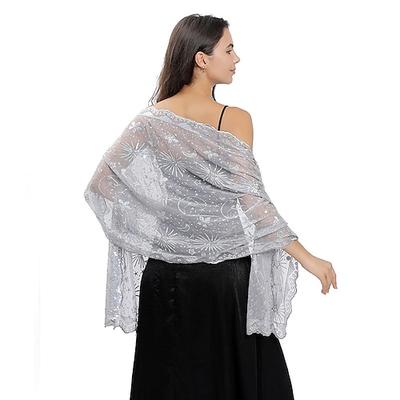 exquisiter Schal mit Paillettenstickerei, Stern- und Mondschal, Hochzeitskleid, Bühnenparty, Abendpartyschal für Frauen