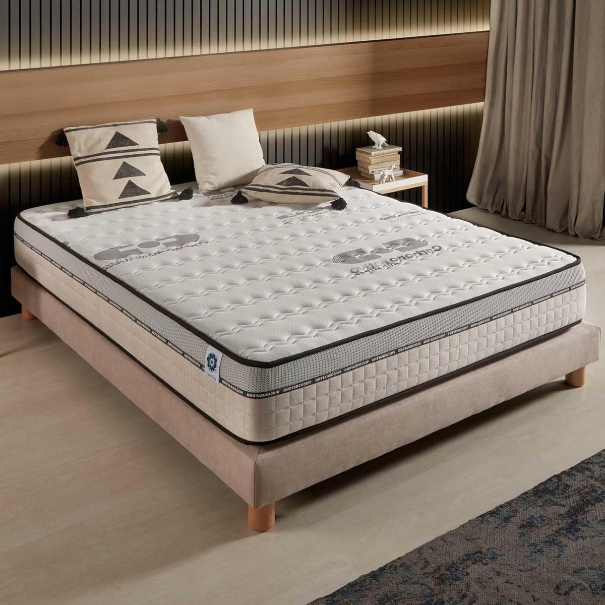 Merkloos Visco Carbon Traagschuim Matras met 7 Zone Ondersteuning - 160 x 190 cm - Wit