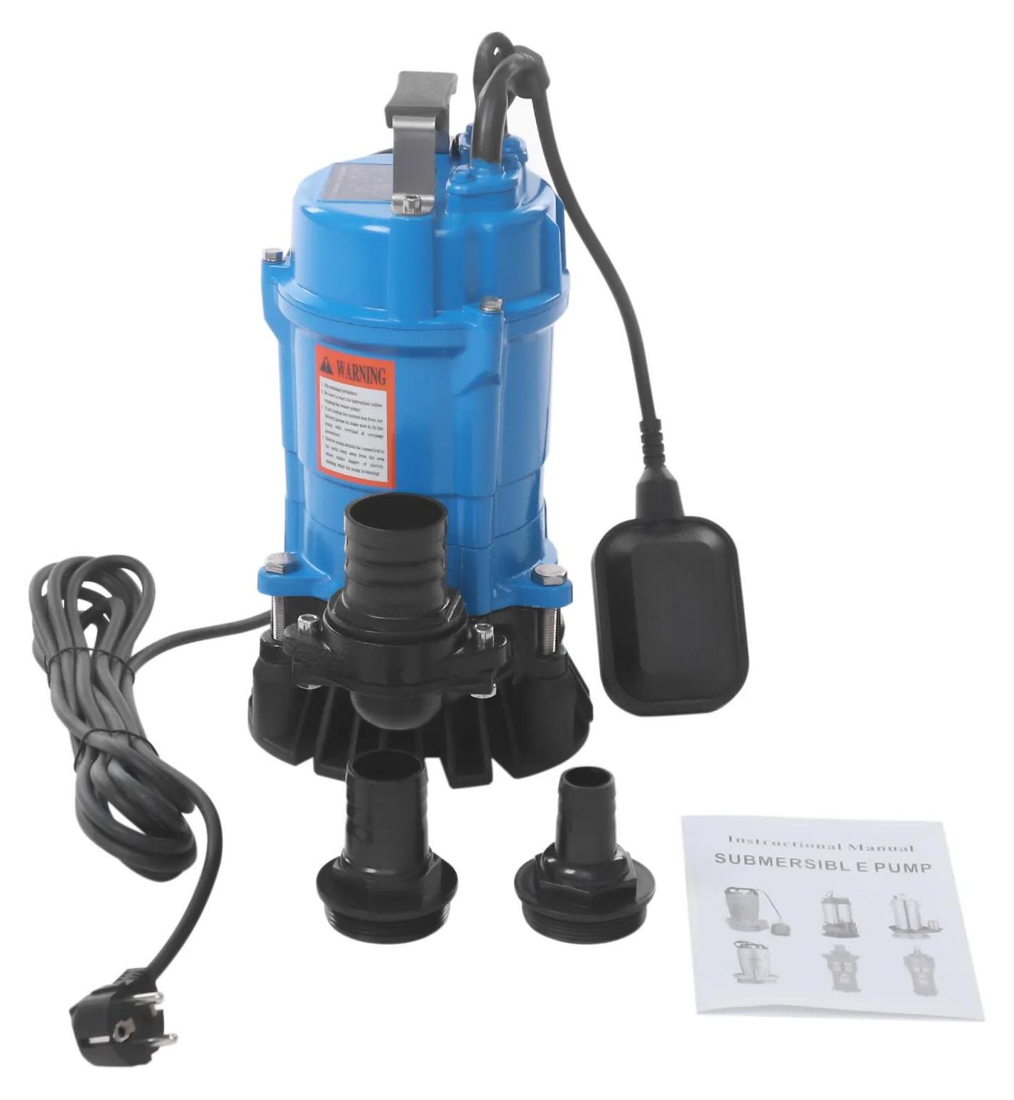 Schmutzwasser-Tauchpumpe - NHS550 - 550 W - Fördermenge 16 m³/h - Förderhöhe 15 m - IP68 - EU-Stecker - Netzbetrieb - Blau