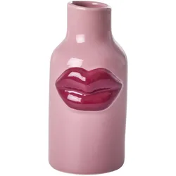 RICE Kleine Keramik Vase Lipstick, Höhe 14, Ø 6.5 cm, Pink