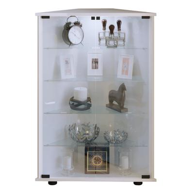 Standvitrine VCM "Holz Glas Eckvitrine Vitrine Sammelvitrine Jecka L", weiß, B:67cm T:23cm, Obermaterial: 100% Holz Wood., Schränke, Standvitrine