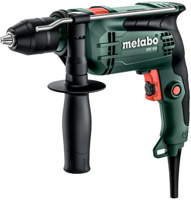 Perceuse à percussion Metabo SBE 650 avec mallette en plastique et mandrin de perceuse à action rapide (600742500)