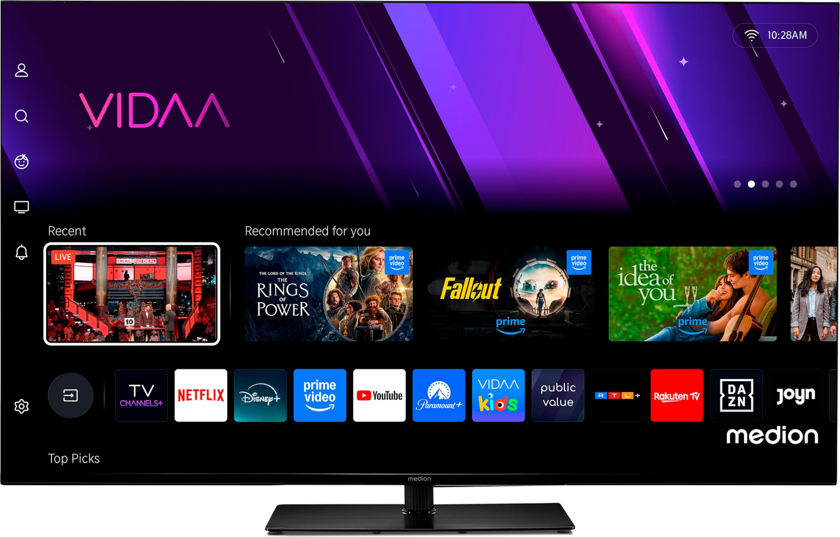 MEDION 138,8 cm (55 Zoll) Fernseher (Smart-TV, Dolby Vision HDR, VIDAA Store, Prime Video, Disney+, DAZN, Paramount+, HbbTV, PVR, Bluetooth, MD 855300)