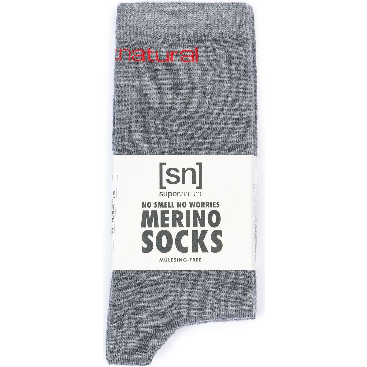 Super.Natural SN ALL DAY Socks 2-PACK cashmere grey melange/high risk red (91F) 36-39 SNA00140091F3639