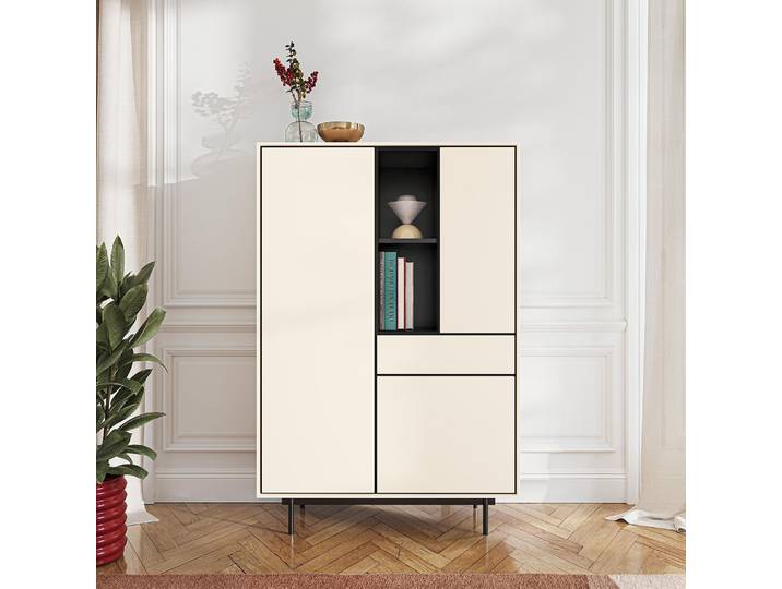 HABITAT - Buffet haut 3 portes et 1 tiroir - Beige - Design by Céline Mognon Fichet - Farrel