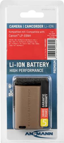 Ansmann Kamera-Akku A-Can LPE6 NH Kamera-Akku ersetzt Original-Akku (Kamera) LP-E6 7.4V 2250 mAh