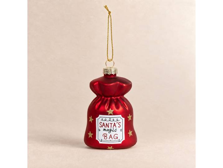 Weihnachtlicher Hängegeschenksack aus zweifarbigem Glas