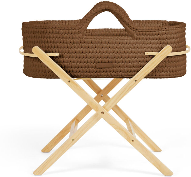 Ickle Bubba Nova Moses Basket & Pine Stand Mocha 76cm H X 48cm W X 82cm L