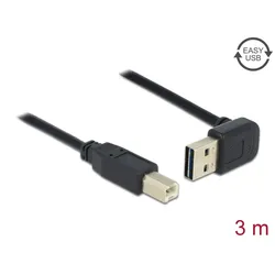 DELOCK Easy-USB-Kabel 2.0 A (gewinkelt oben/unten) -> B 3m